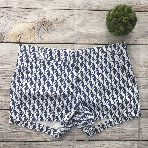 **SOLD**J. CREW Seahorse Print Chino Shorts Sz. 0 - Picture 2 of 7